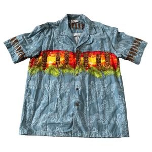 Pacific Legend Tiki Tribal Hawaiian Luau XL USA Made S/S Shirt